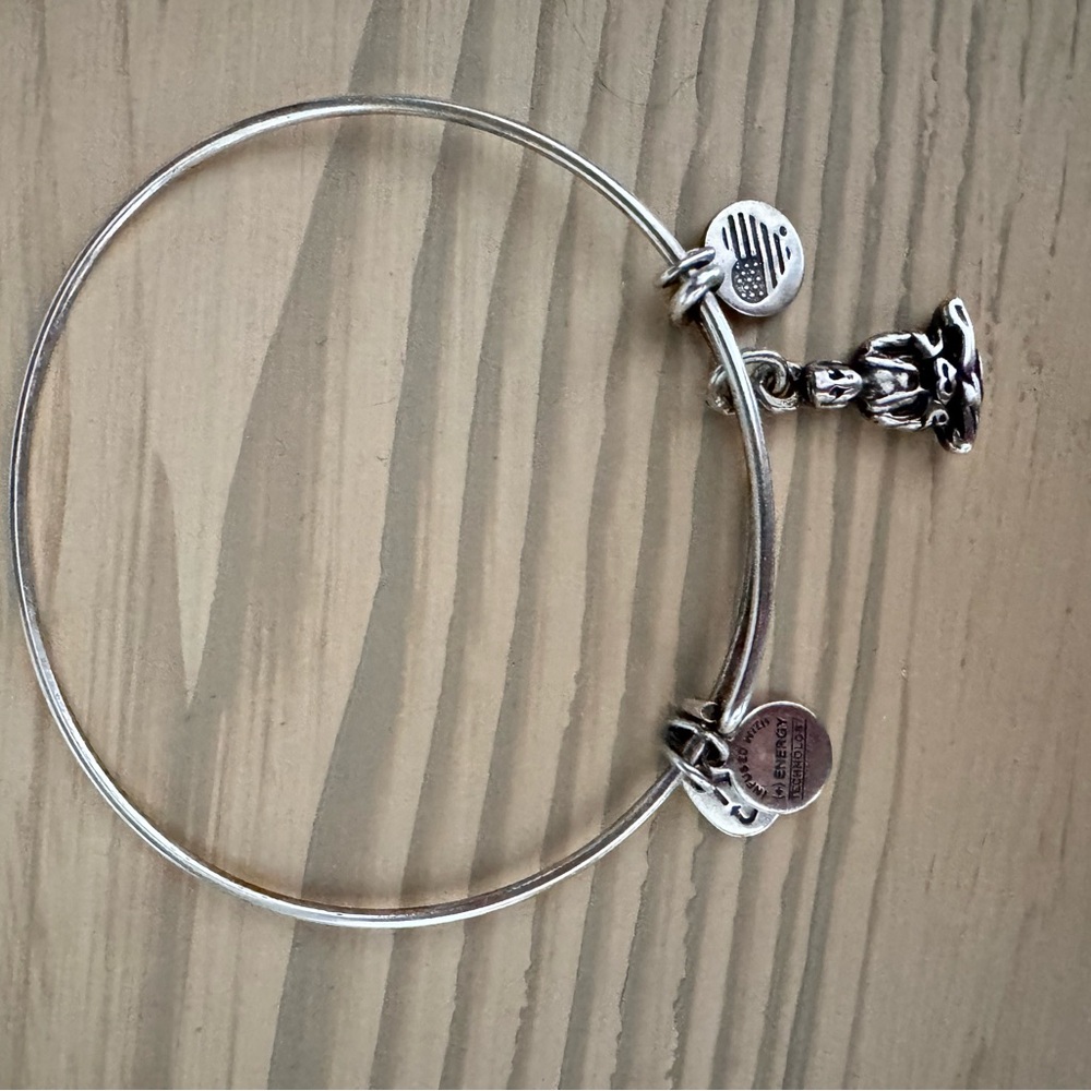 Alex and Ani Silver Elephant Charm Expandable Bangle